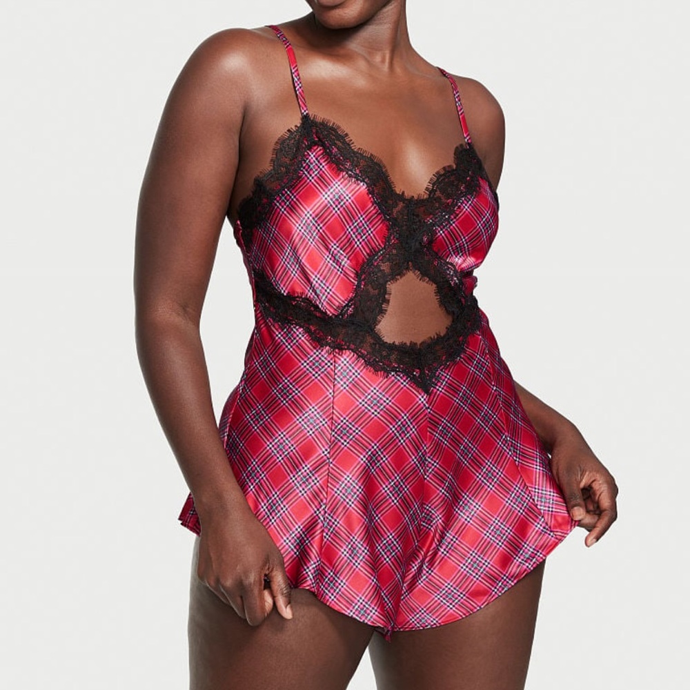 Victoria’s secret plaid satin romper